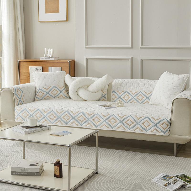 Fabric Embroidered Sofa Cushion Cotton Non-Slip Leather Sofa Cover Slipcover Four Seasons General Fabrics Sofa Cushion Cover Towel