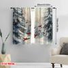 2pcs,2D Plane Printing Curtains&Window Treatment Cardinal Winter Dance Versatile Fabric (without Rod) Festive Perfect for