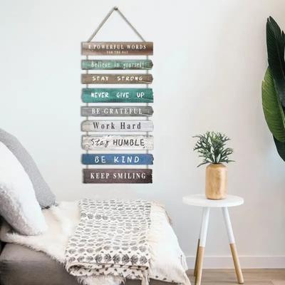 Inspirational Wall Art Decor Rustic Wall Hanging Plaque Farmhouse Wooden Door Sign Inspiring Positive Quotes Wall Decor for Office Bedroom Living Room