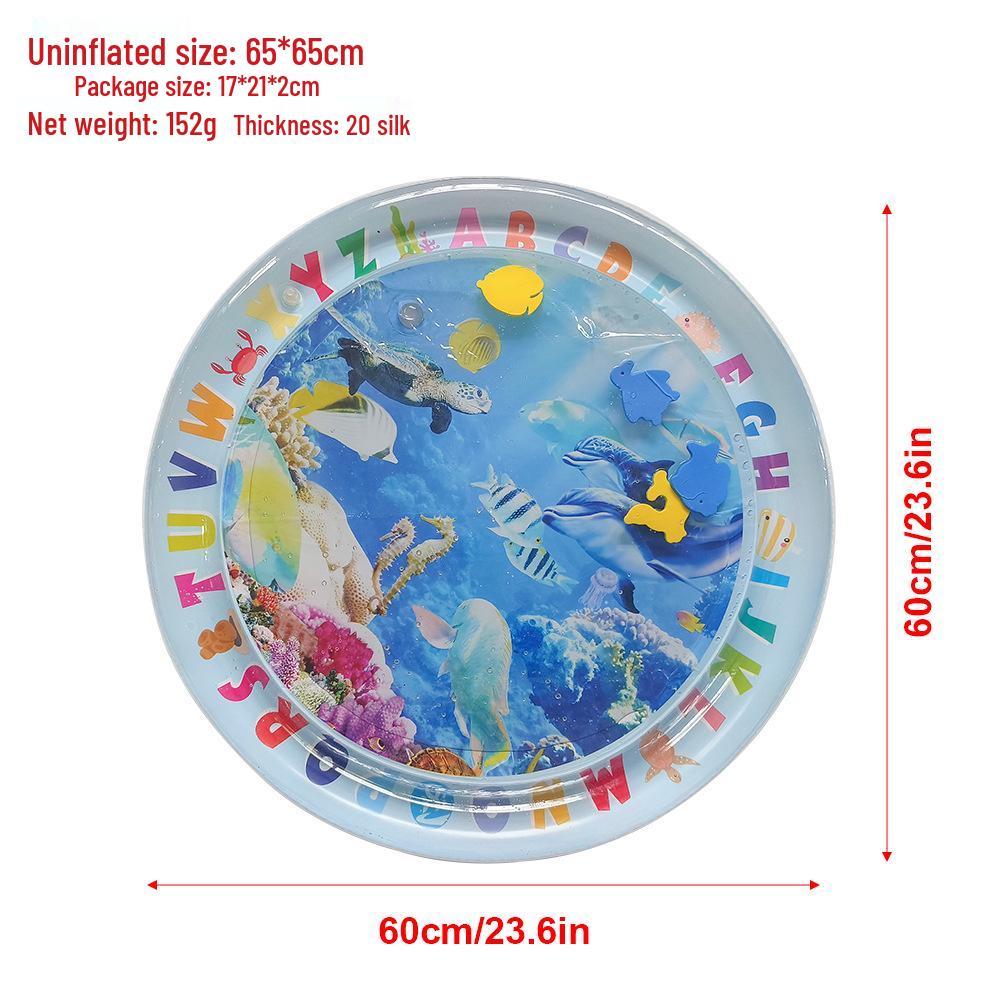 Inflatable Round Pat-Pat Water Mat for Babies & Toddlers - Marine Life Crawling Play Mat