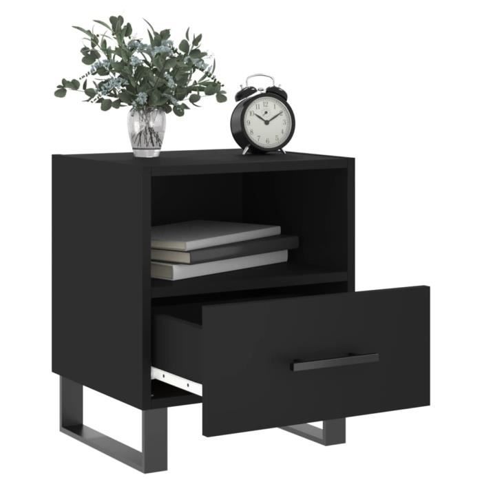VidaXL Tables de chevet 2 pcs noir 40x35x47,5 cm bois d’ingénierie 827487
