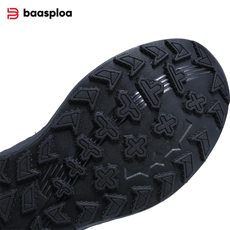 Baasploa men's hiking shoes, rotary buckle outdoor sports shoes, men's comfortable soft-soled casual walking shoes, anti-slip warm shoes