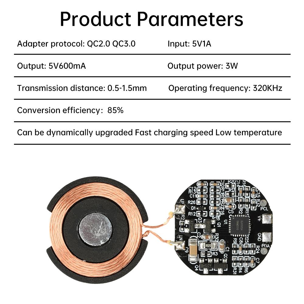 3W Magnetic Watch Wireless Charging Module Wireless Charger Transmitter Module PCBA Program Transmitter Coil QC2.0/3.0