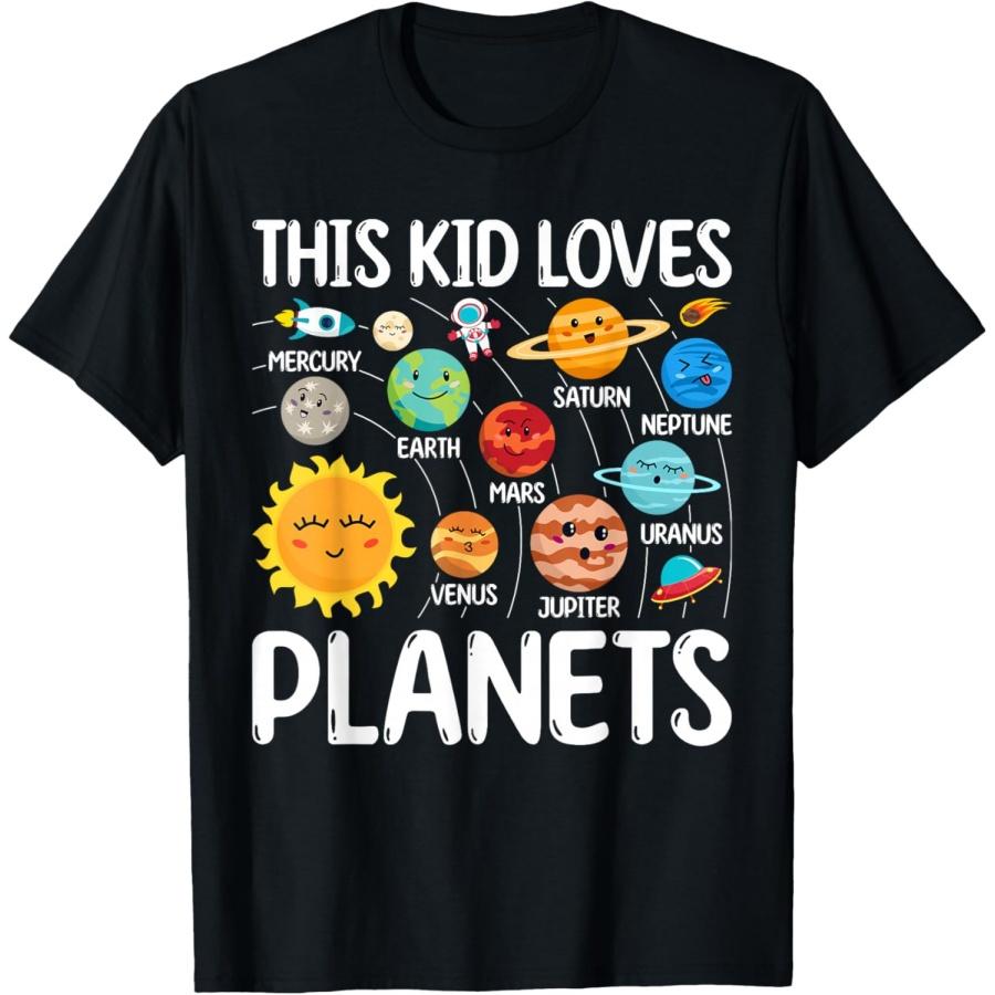 This Kid Loves Planets Solar Star System Science Kids Space T-Shirt XXXXXL чёрный
