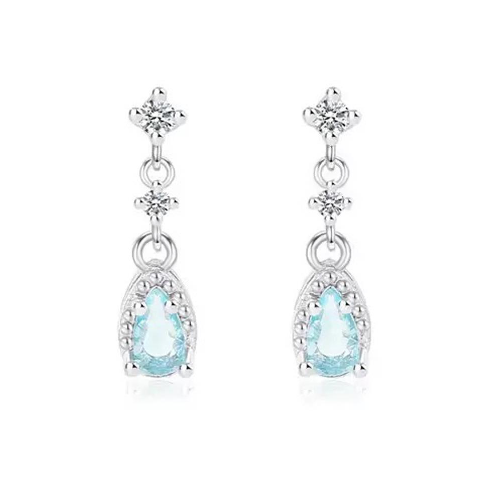 Sterling Silver Mermaid's Tear Blue Zircon Tassel Earrings for Women - Elegant and Luxurious Studs
