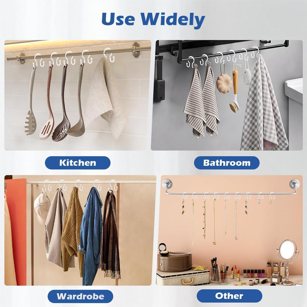 Shower Curtain Hooks, 12 Pcs Clear Shower Curtain Rings, Plastic Glide Roller Shower Hooks, Rust Proof Anti-Drop Shower Rings, Smooth Sliding Double