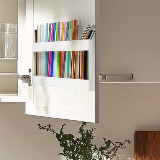 Storage Rack Transparent Acrylic Straw Holder with Drain Hole Adjustable Height Adhesive Tape Straw Organizer