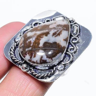 Silberblattjaspis Handgefertigt 925 Sterlingsilber Geschenkring Größe 10 D1t66