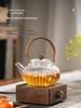 High-Temperature Resistant Pumpkin Glass Tea Set with Striped Design and Tea Infuser