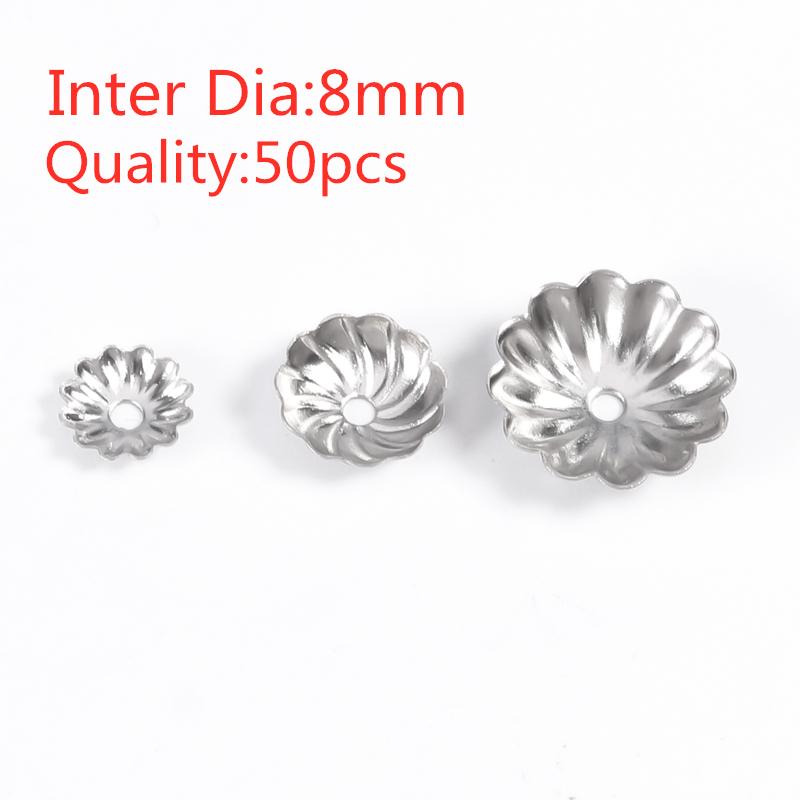 30/50/100PCS Flower Lotus Round Shape Stainless Steel Beads Caps Jewelry Findings Spacer Beads For Necklace Bracelets Making