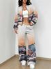 Gradual Change Autumn And Winter New European And American Women'S Clothing Retro Pattern Printing Suit Women