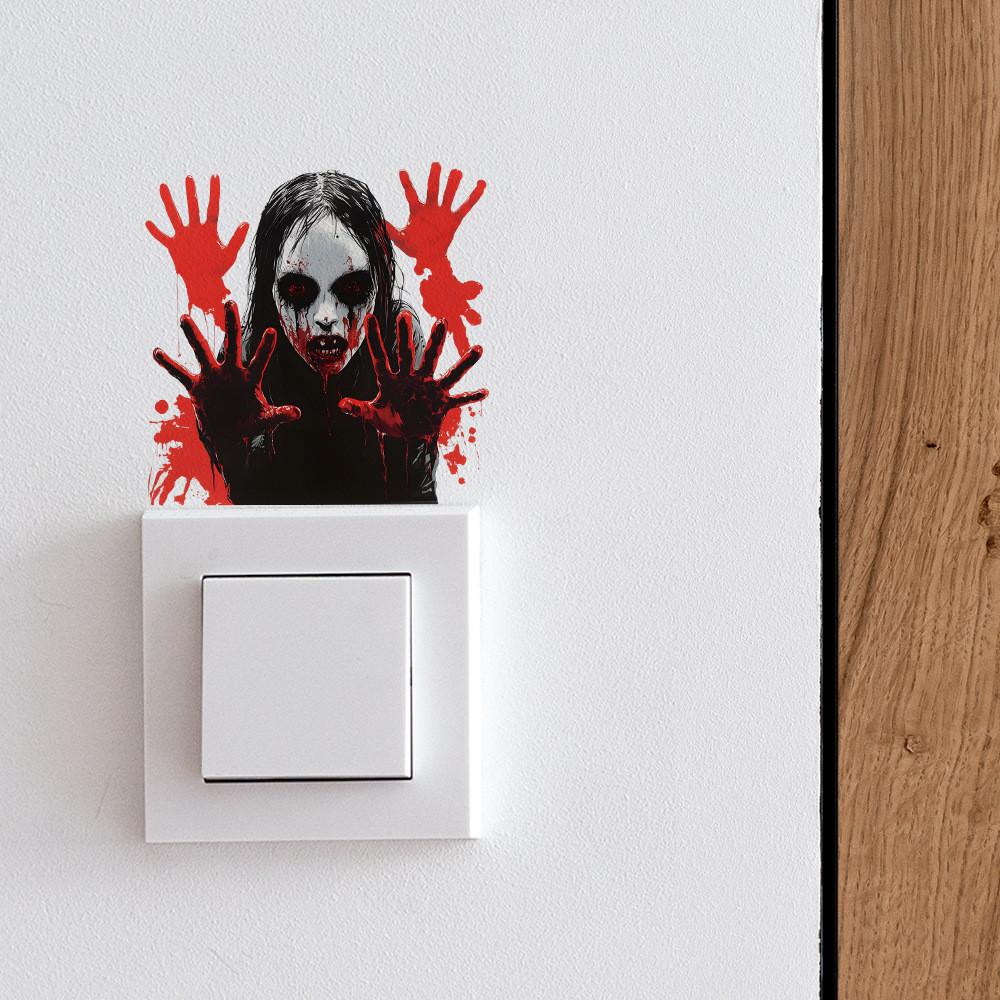 Halloween Horror Blood Hand Pvc Switch Sticker Wall Decal For Home Spaces Office