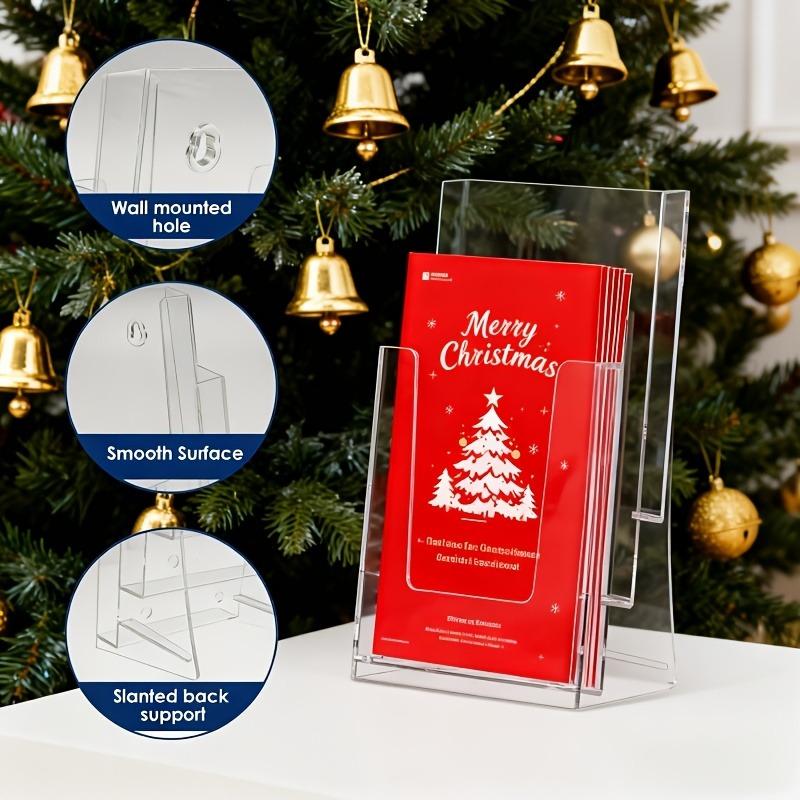 2pcs 3-Tier Acrylic Brochure Holder Transparent Multifunctional Literature Rack Suitable for Home or Office Desktop or Wall Use