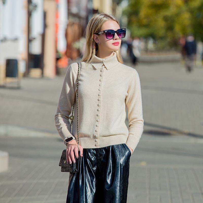 Women's Elegant Cashmere Button Cardigan - Slimming, Fashionable, Versatile Autumn/Winter Knitwear