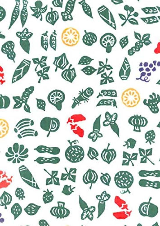 Todaya Shoten Tenugui Vegetables and Fruits 636 Niwa-zome (hand Towel)