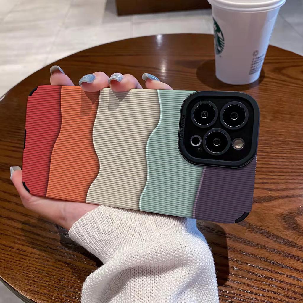 Modne silikonowe etui na telefon z gradientową falą dla iPhone 13 12 11 15 Pro Max 13 Mini SE 7 8 Plus X XS XR skórzane etui odporne na wstrząsy