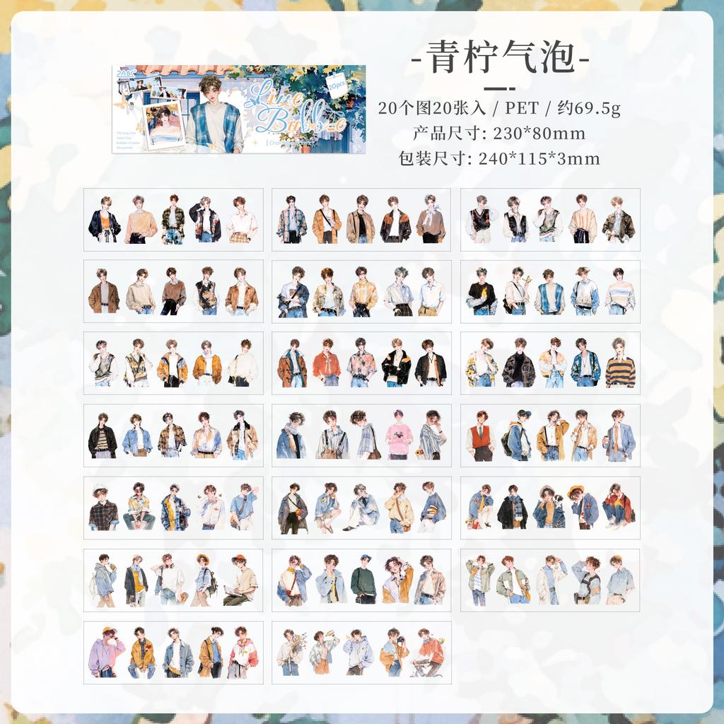 1book/20pcs Youthful Cartoon Girl Stickers, Cute Teenager Designs Smooth Surface, Easy to Peel for Handmade Cards