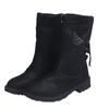 2025 Plus Size Women's Martin Boots: Chunky Heel Mid-Calf Winter Fashion, European & American Style