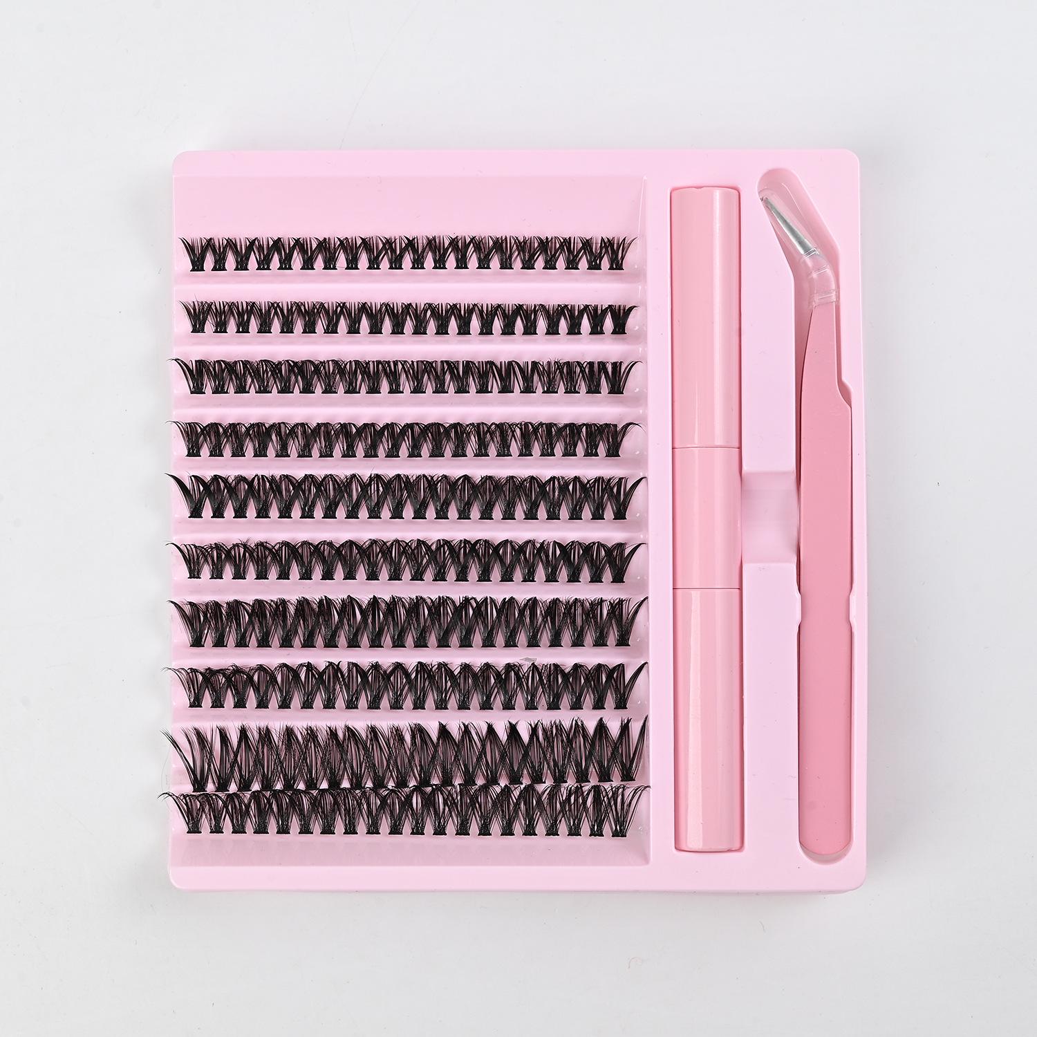 Cross-Border Four-Piece Makeup Set: DIY False Eyelashes, 12-Piece Double Eyelid Kit, Hot Melt Nude Makeup.