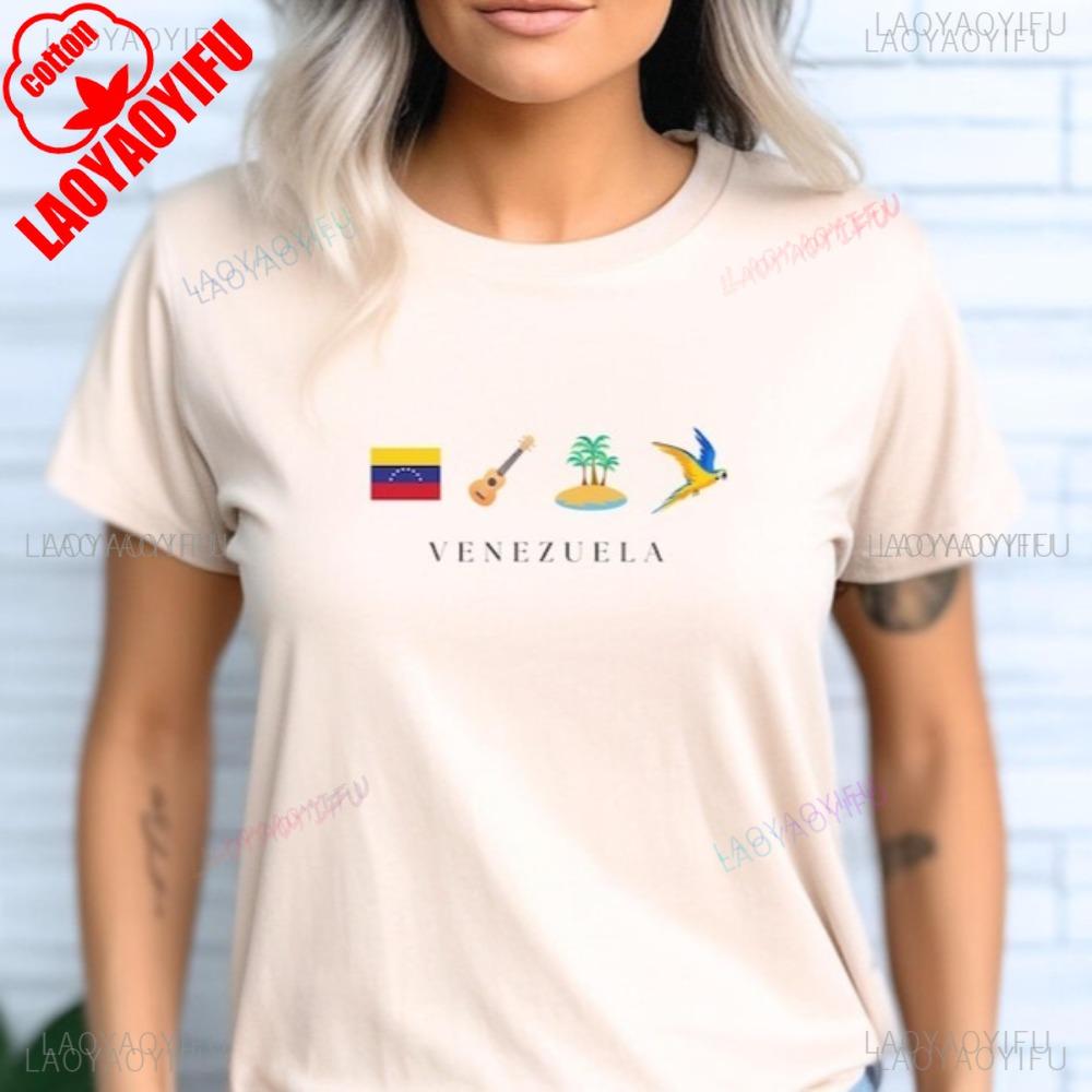 Venezuela Flag Scarlet Macaw Art Graphic Printed T Shirt Casual Fashion Loose Harajuku Unisex Streetwear Short Sleeve Unisex Tees