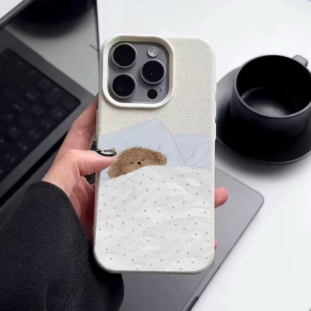 Sleep Dog Cat Deer Leather Texture Phone Case For Xiaomi Redmi Note 13 14 12 Pro Plus 11 10 11S 10S A5 A3 14C 12C 10C 9C A1 A2