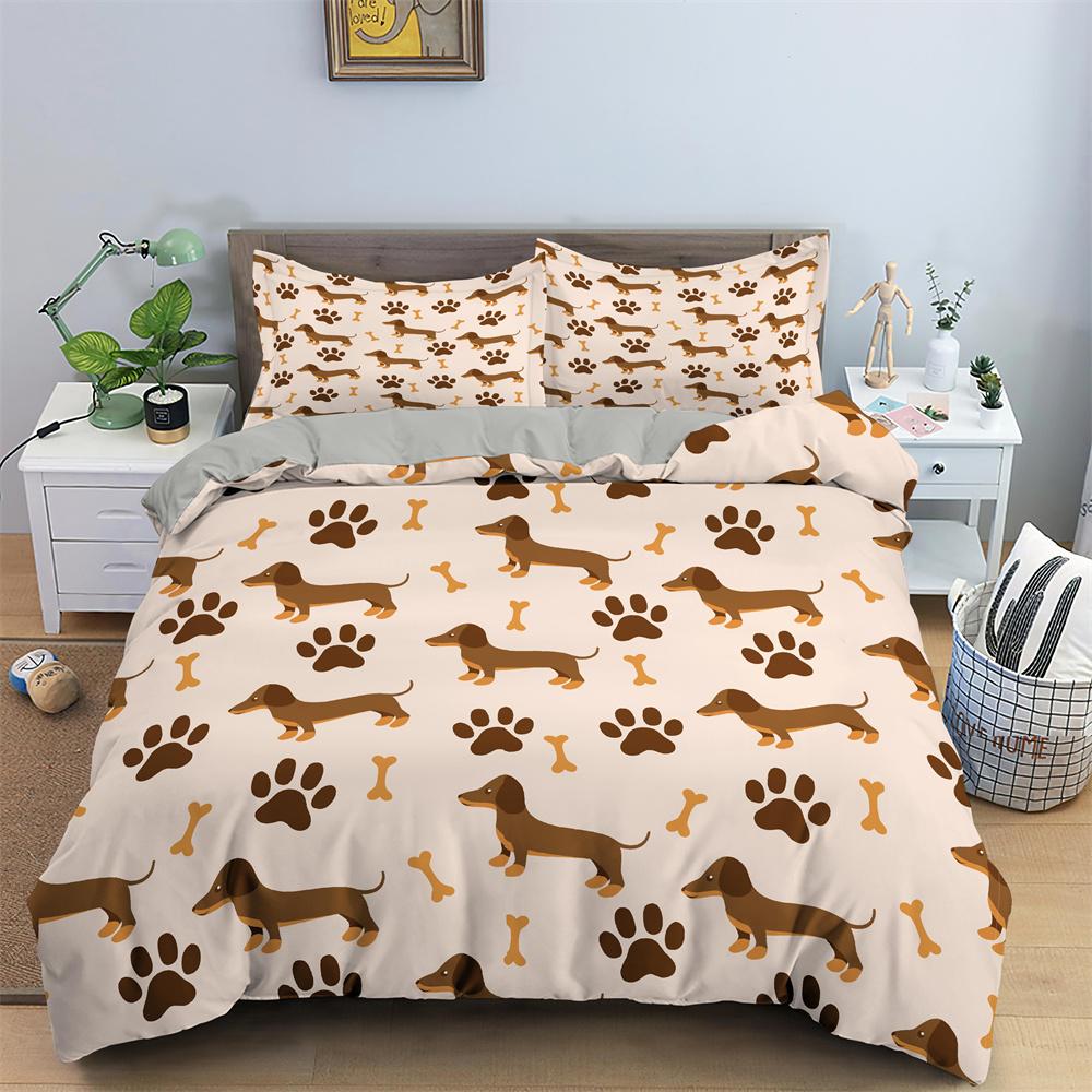 Ensemble de literie Dogue Allemand Dessin Animé Ensemble Housse de Couette Imprimée en 3D Taille Jumeau Reine Housse de Couette Avec Taie d'Oreiller Ensemble de Lit Pour Chambre d'Enfant AU Single 140x210cm