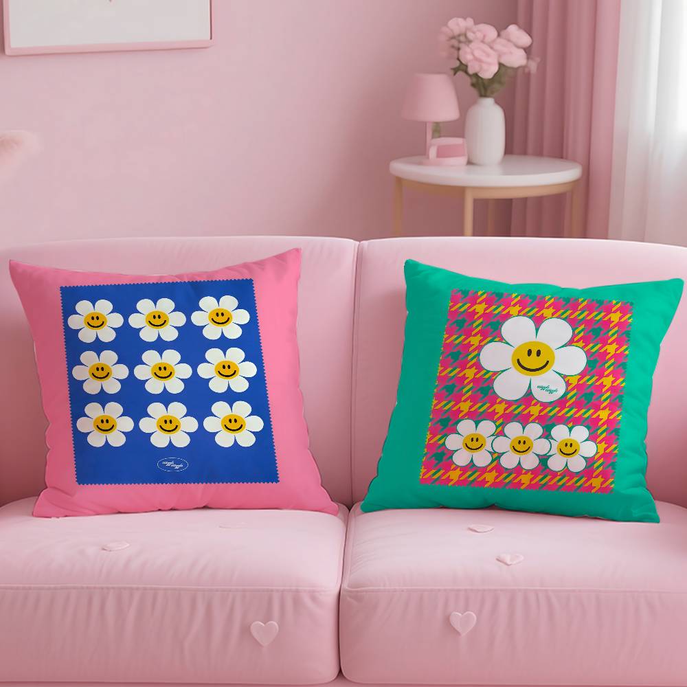 Colorful Cute W-wiggle Wiggle Pillow Case Anti-dustmite Pillowcase Invisible Zipper Silky Short Plush Sofa Cushion Cover