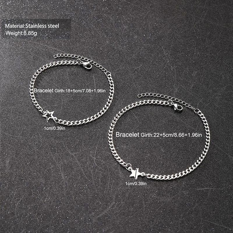 2 szt. Prosta Wszechstronna Bransoletka ze Stali Nierdzewnej Unisex Osobowość Trend Gwiazda Para Bransoletka Akcesoria Biżuteria Prezenty