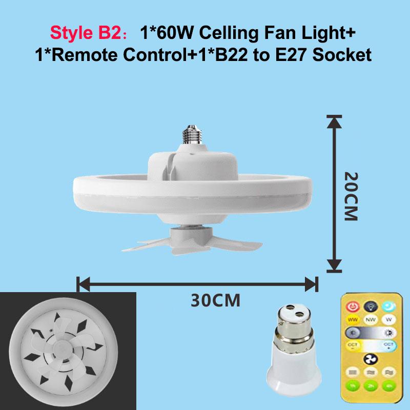 48/60W LED Ceiling Fan Light Remote Control E27 Lamp with 360 ° Rotation Cooling Electric Fan 85-265V Chandelier for Room Decor
