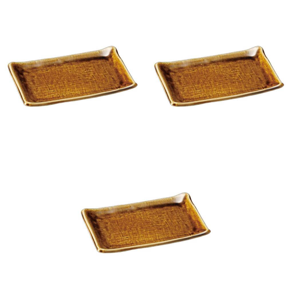 Setomonohonpo Set of 3 Yellow Sea Rectangular Plates x x Reinforced Ceramic Plates (Setomonohonpo) 7.0 [18.5 12.3 2cm]