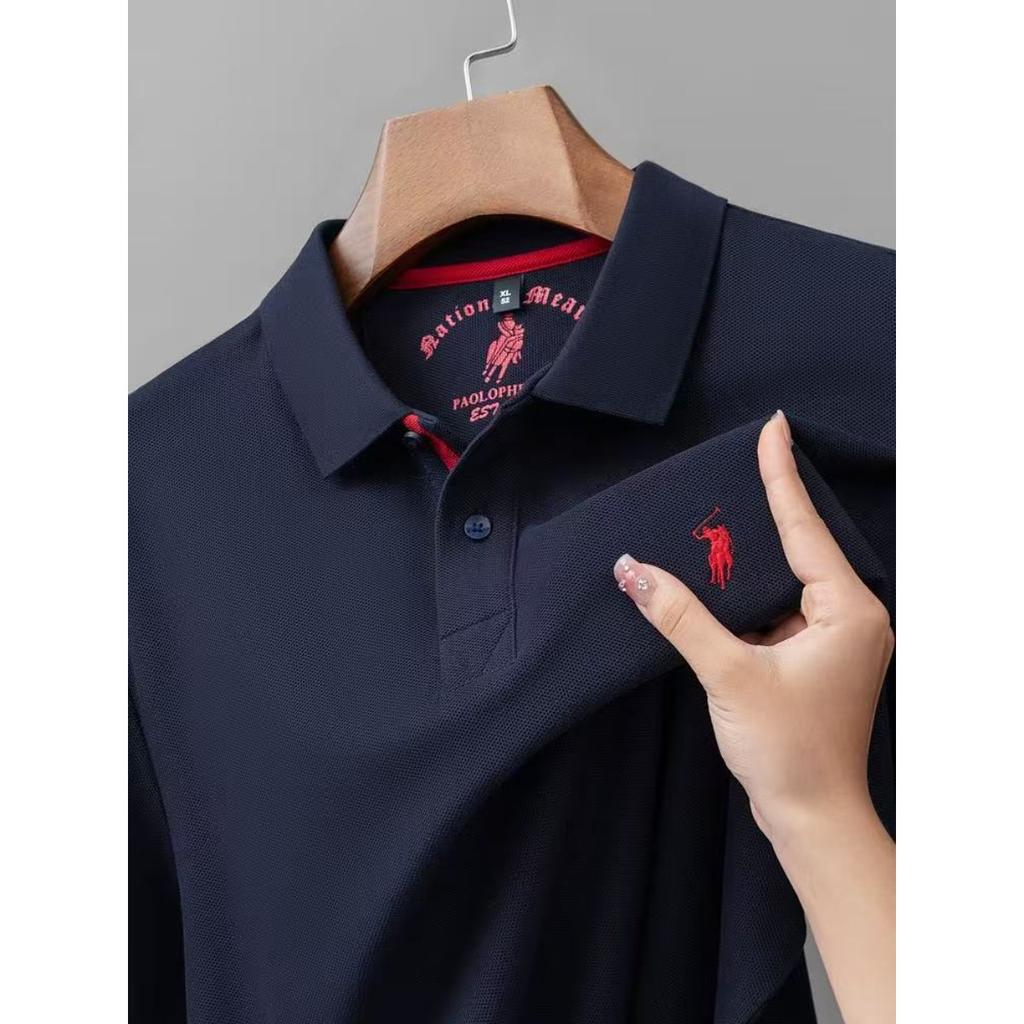 STORN 100% Reine Baumwolle Herbst und Winter Herrenmode Sportmarke Besticktes Pony Langarm POLO-Shirt Business Casual T-Shirt