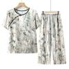 Elderly Women's Short Sleeve Summer Top & Pants Set - Lightweight Grandma Clothing