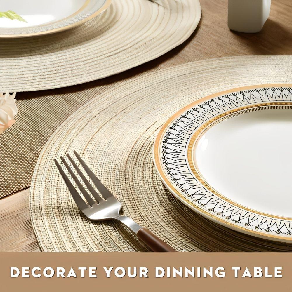 4pcs Braided Cotton Round Placemats, Reusable Table Mats for Home Dining Table, Wedding and Holiday Decoration YMY