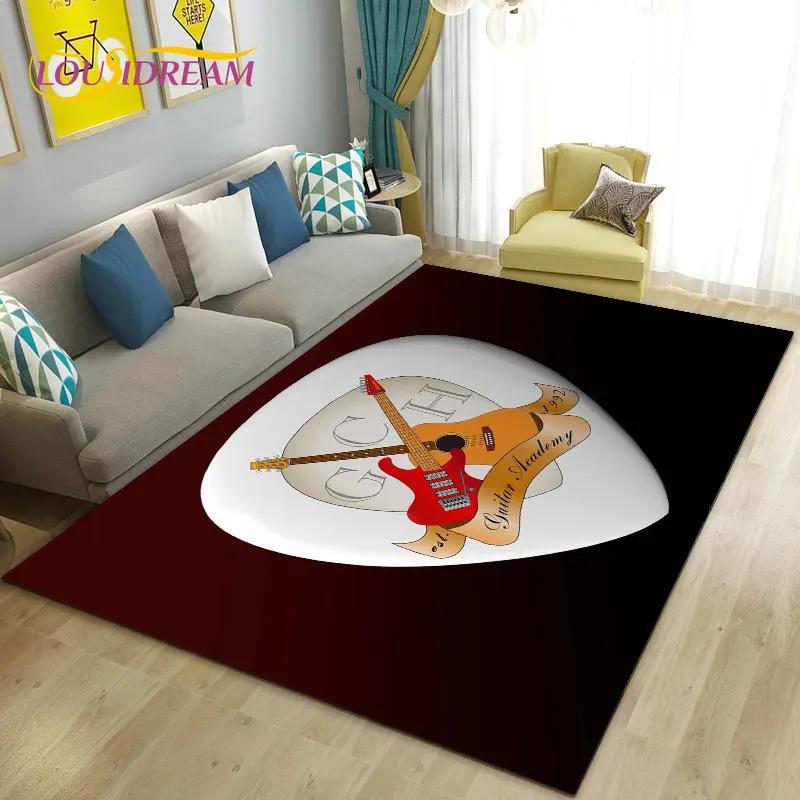 Classical Guitar Electric Guitar Area Rug Large,Carpet Rug for Living Room Bedroom Sofa Doormat Decoration, Non-slip Floor Mat