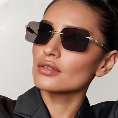 European American Style Sunglasses Women Square Shape Rimless Men’S Sun Glasses Outdoor Travelling Sunglass Men