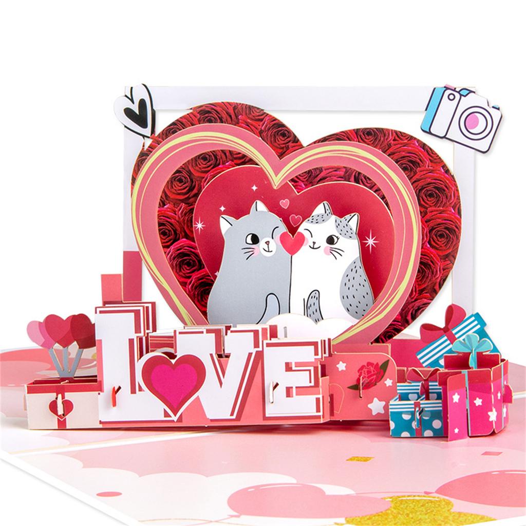 Greeting Card with Envelope 3D Popup Picture Frame Animal Card Birthday Card Valentine's Day Present for Girlfriend