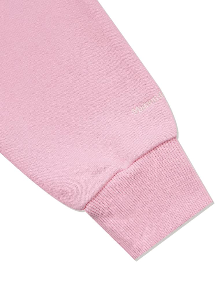 LA MAISON STUDIO Women'S Crop Circle Logo Embossed Bear Friends Heavy Terry Sweatshirt Pink (Fcd3Ts702W)