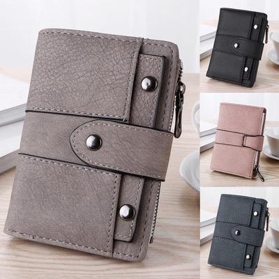 Women Retro Rivets Short Wallet Coin Purse Card Holders Handbag
