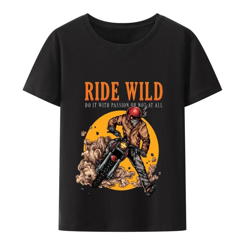 

ride wild Графическая футболка для мужчин Топ Casua Винтажные футболки Короткий рукав Харадзюку Уличная мода Camisa Мужская одежда XXXXXL чёрный