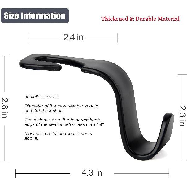 Amooca Universal Multifunctional Car Vehicle Headrest Hook, Organizer Hanger Storage Hook For Bag Purse Cloth Grocery (Beige Set Of 4)