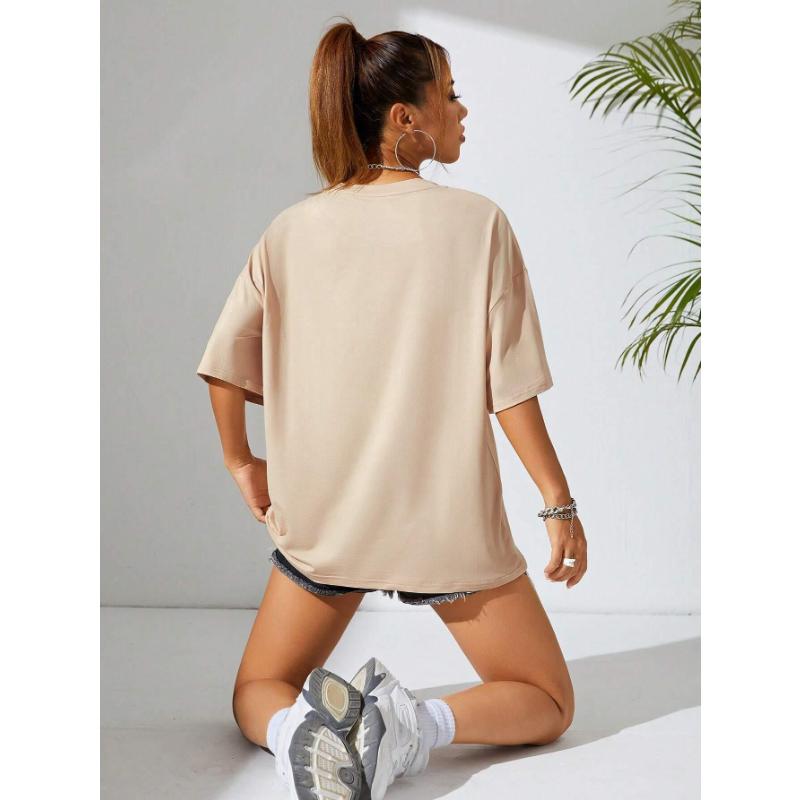 Dámske tričko s okrúhlym výstrihom a potlačou Street Casual Hip Hop Oblečenie Bavlna Plus Size Krátky rukáv