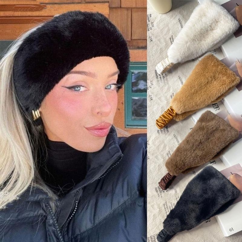 Wide Band Winter Headbands Stretchy Elastic Hair Band For Women Men Windproof Warm Fleece Lined Ear Cover For Cold Weather