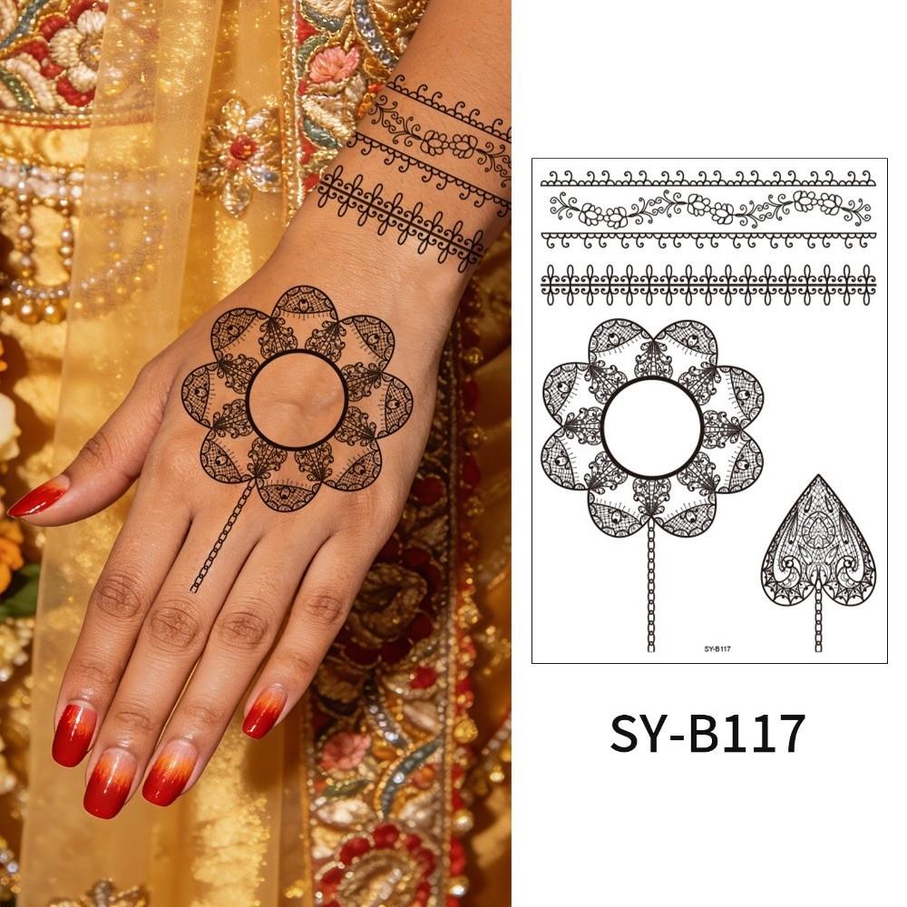 Adesivos de Transferência de Água Tatuagem Temporária de Henna Índia Mehndi Flor Arte Corporal Adesivo Mulher/Senhora/Menina