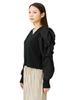 Bis Knit Top with Ruffled Black Maine BVM43070 Women's Sleeves, (01),