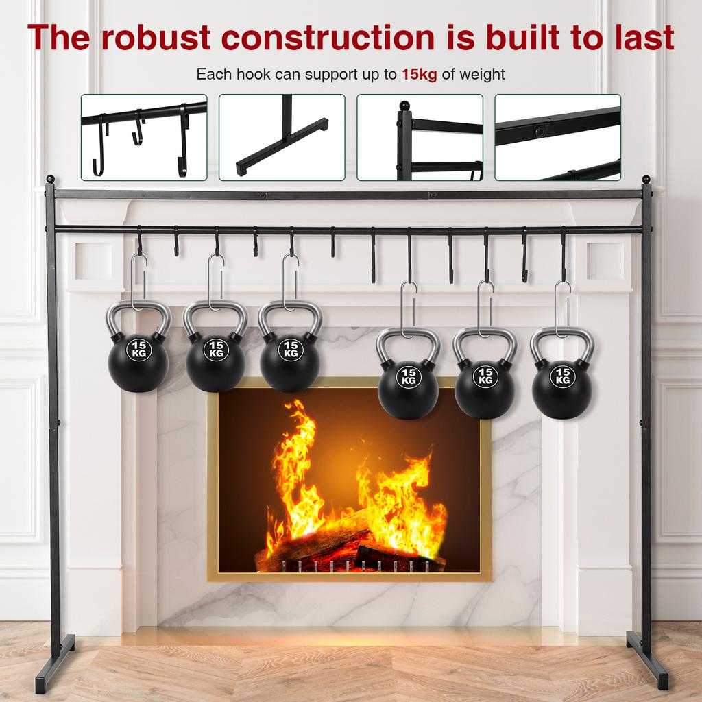 Christmas Metal Decor Hanger with 12 Stocking Hooks Holiday Stocking Hangers Floor-Standing Display Stand for Home Party Decor