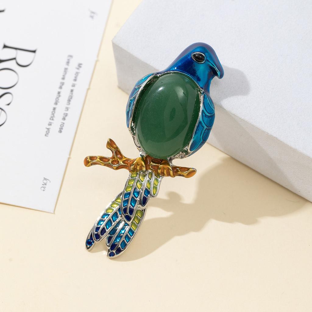 Parrot Enamel Brooch Pin With Shell Inlay For Diy And Jewelry Making