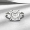 Xian Can Jewelry 2025 S925 Silver Asscher Cut White Diamond Ring - Classic European & American Style