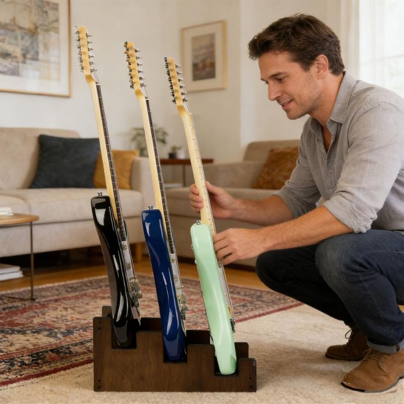 Space Saving Vertical Guitar Storage Rack With Full Protection And Furniture Grade Design