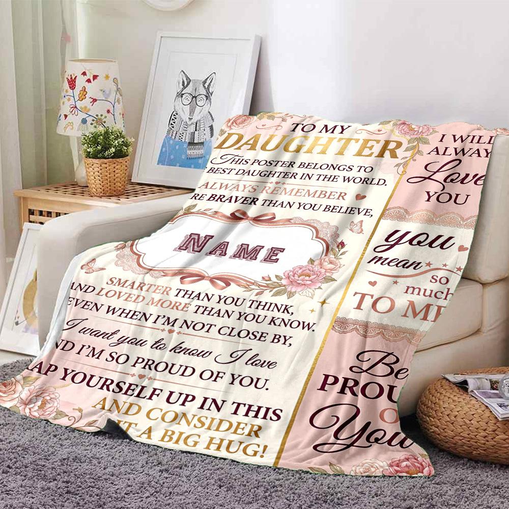 Love Pride Daughter Blanket Customize Your Name Warmthful Decor Perfect For Sofa Couch Office Bed Picnics For All Occasions Stylish Decor Perfect Gift