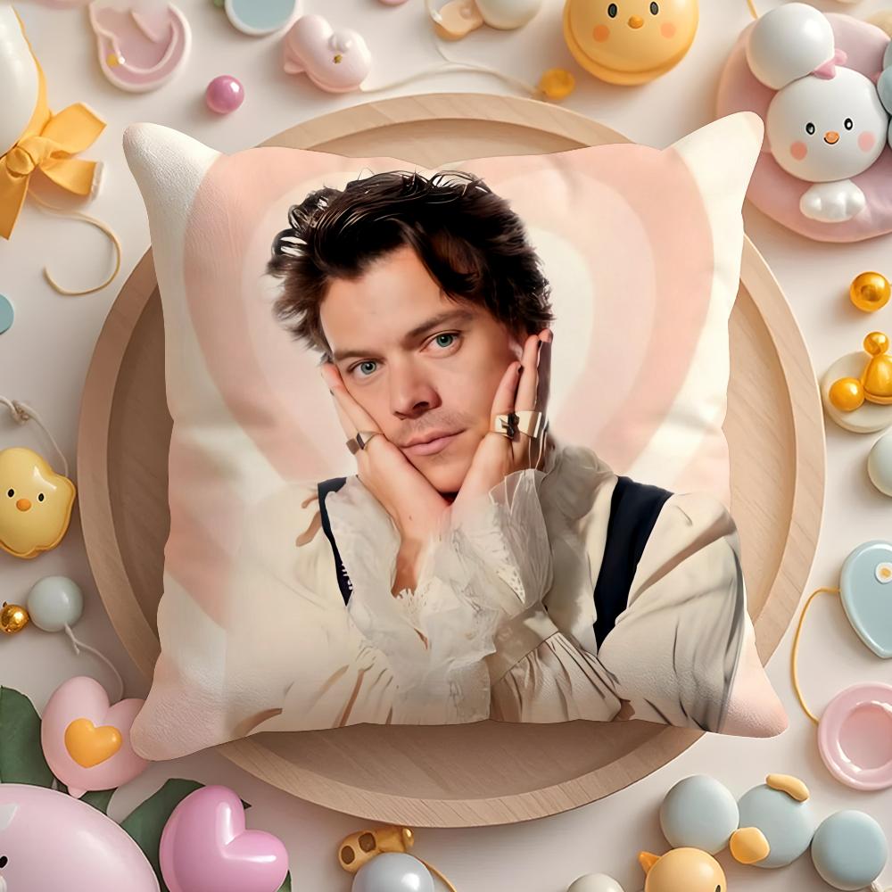 

H-Harry S-Styles Singer Cushion Cover Home & Car Multi-Scene Pillow Cover - Reversible, Soft & Durable for Daily Use 45cmx45cm